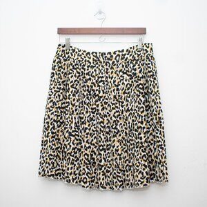 J.Crew leopard print silk pleated skirt size 10
